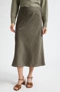 Vince Check Bias Satin Slip Skirt