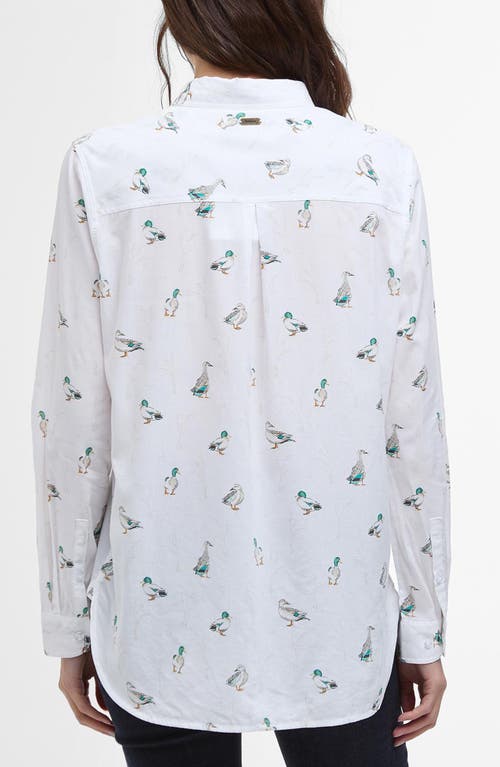 Barbour Animal Print Button-up Shirt In White