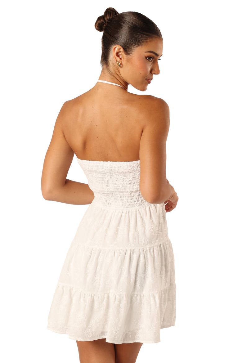 Rilie Floral Embroidered Halter Minidress, Alternate, color, WHITE