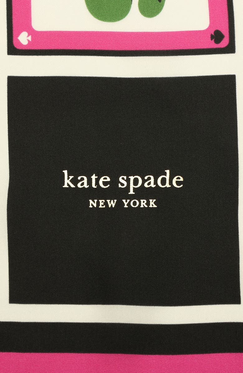 Kate Spade New York playing cards silk square scarf, Alternate, color, 
