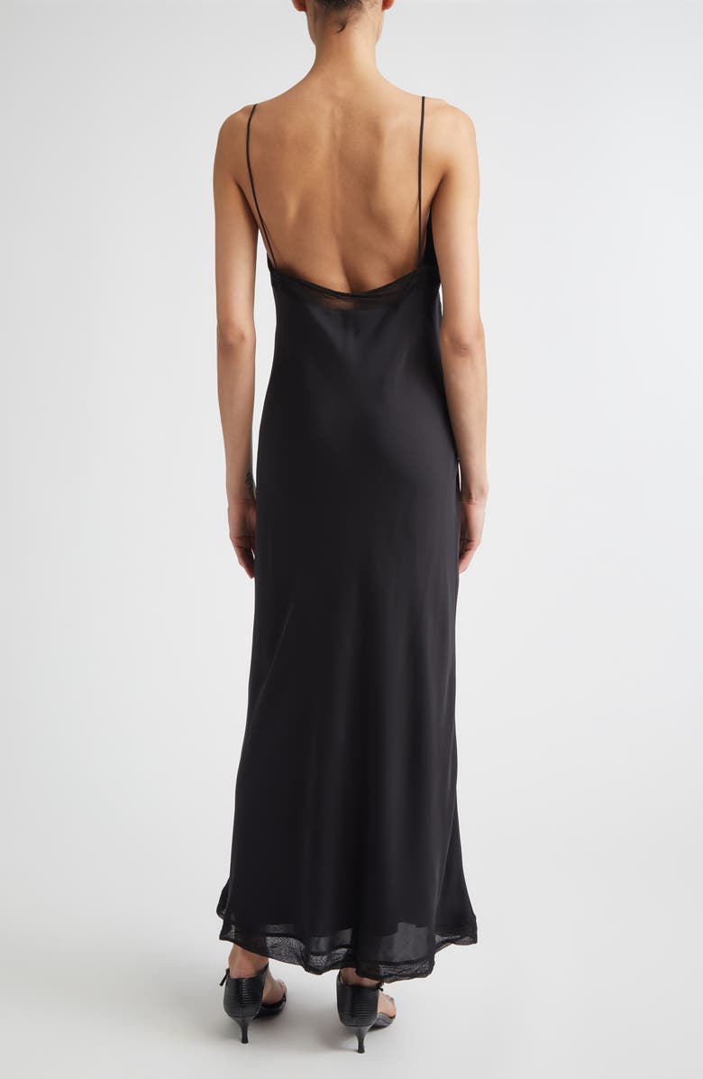 TOTEME Silk Satin Slipdress, Alternate, color, Black