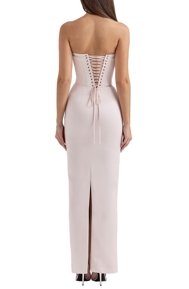 HOUSE OF CB Valeria Strapless Corset Gown, Alternate, color, Silver Peony