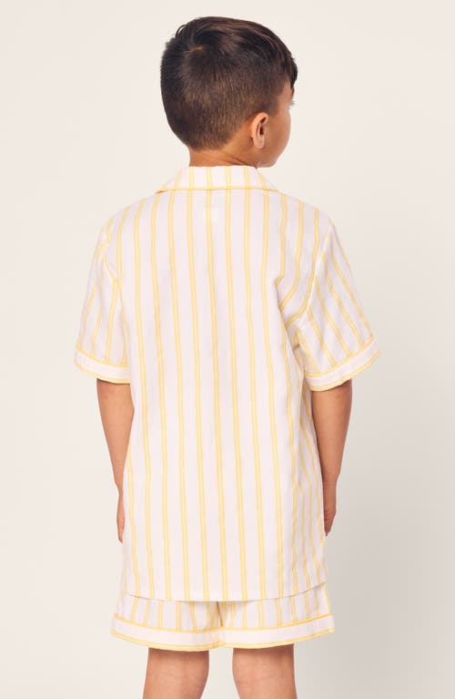 Petite Plume Kids' Stripe Two-piece Short Pajamas In Yellow