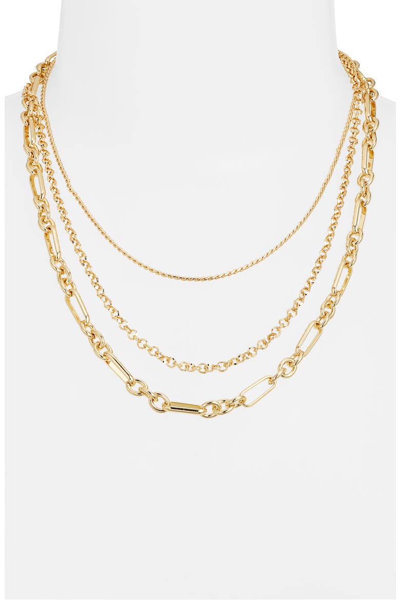 Set of 2 Layered Chain Necklaces, Alternate, color, GOLD