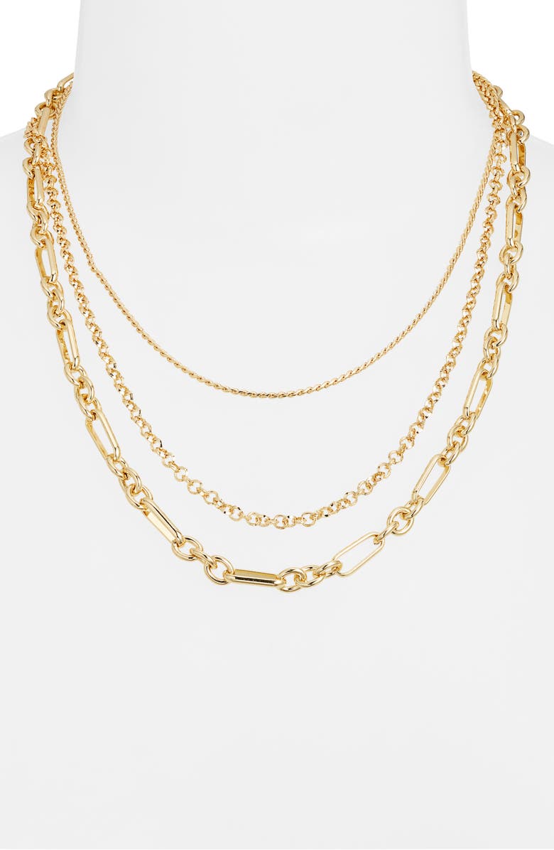 Nordstrom Set of 2 Layered Chain Necklaces, Alternate, color, Gold