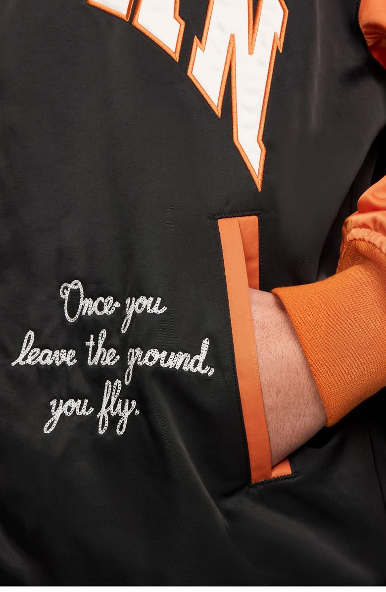 Jordan Brooklyn Collegiate Varsity Jacket, Alternate, color, Black/ Starfish/ Black