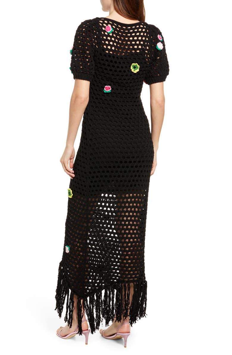 Something Navy Floral Crochet Midi Dress, Alternate, color,