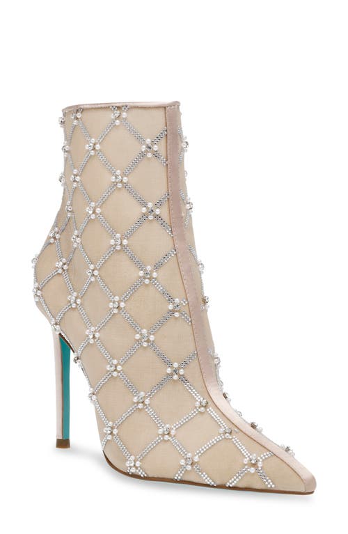 Betsey Johnson Lark Crystal Embellished Bootie in Beige 