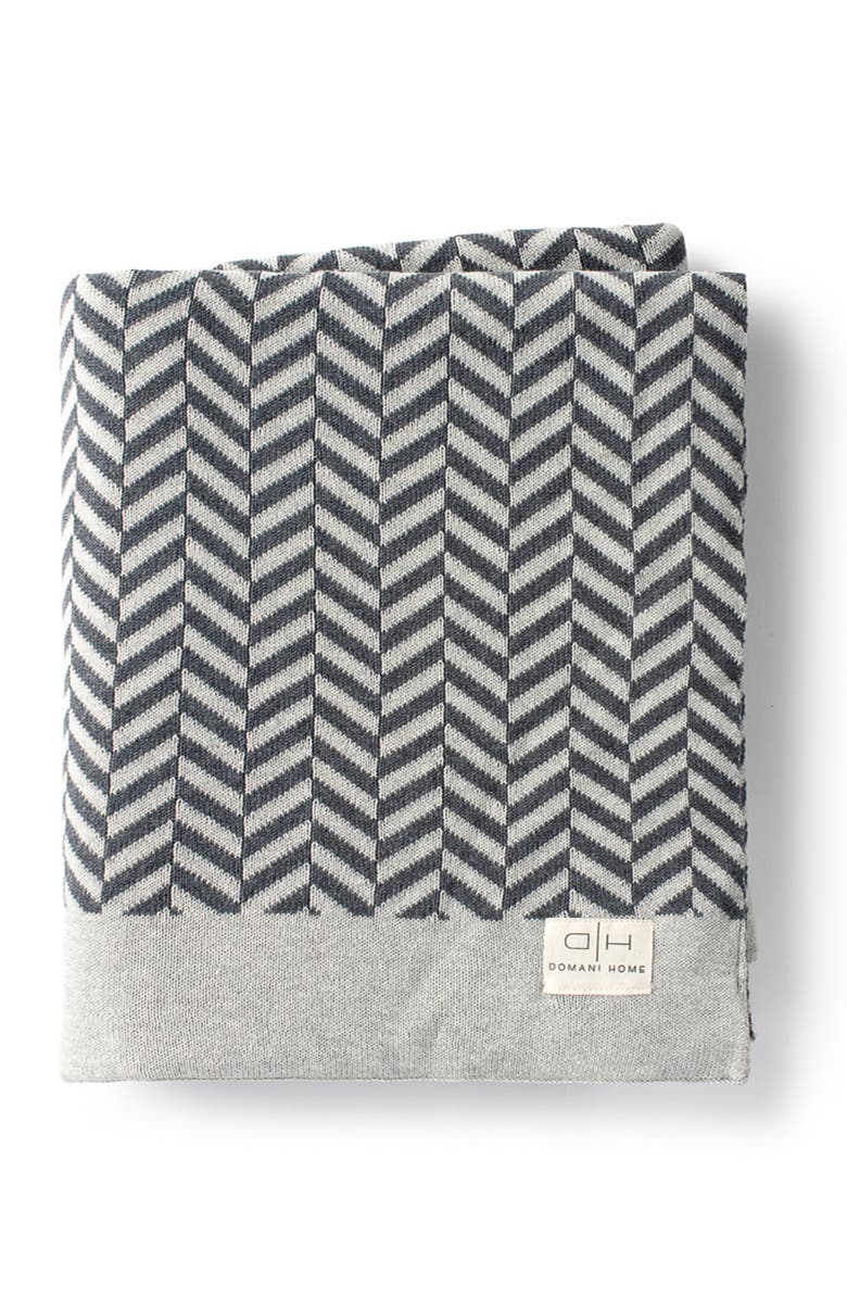 Domani Home Zima Herringbone Knit Throw Blanket, Main, color, Gray