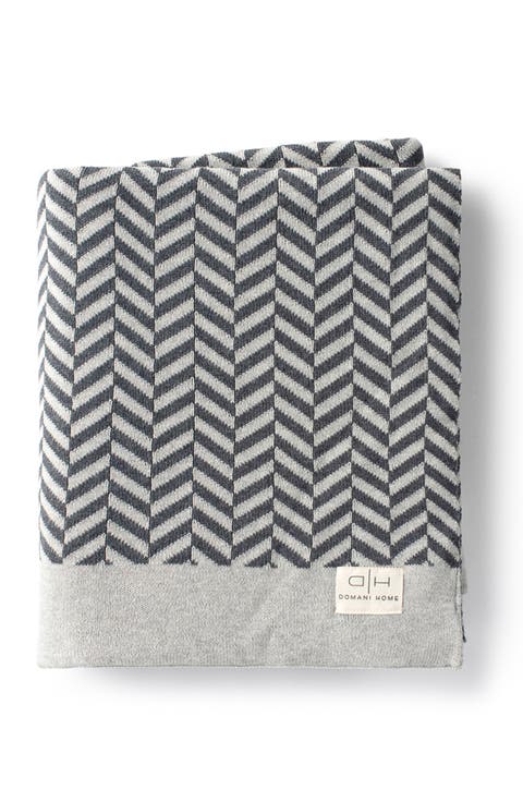 Zima Herringbone Knit Throw Blanket