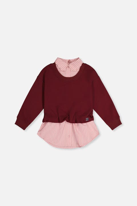 Fake Two Layer French Terry Layered Collar Sweater