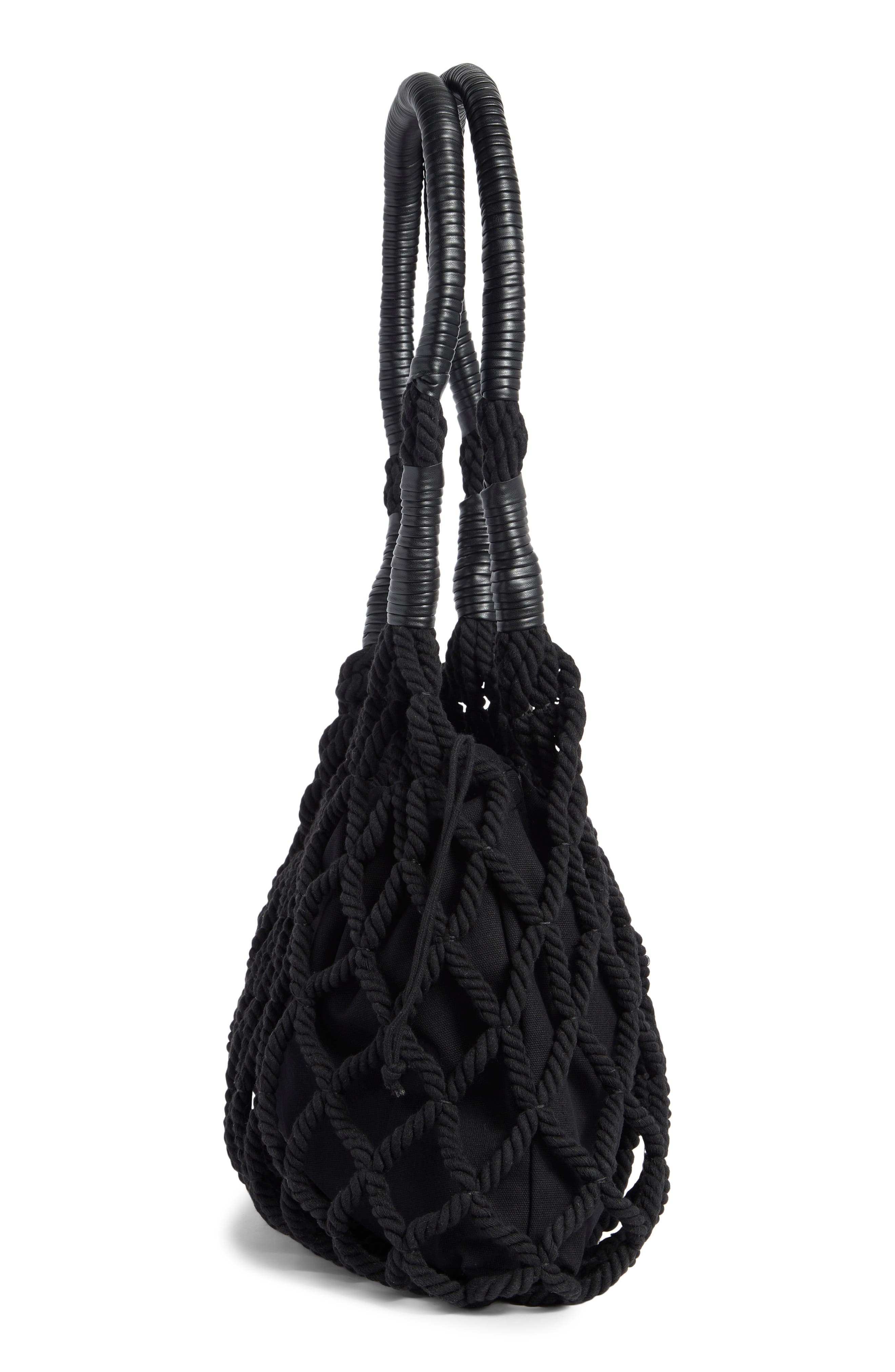 BCBG Netted Rope Tote Bag, Alternate, color, Black