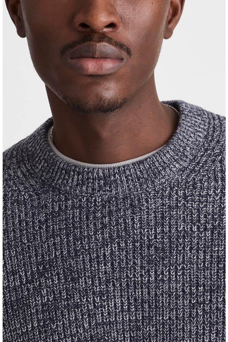 Marled Cotton Shaker Stitch Crewneck Sweater, Alternate, color, INK MARL