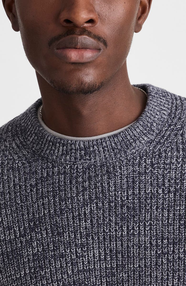 Madewell Marled Cotton Shaker Stitch Crewneck Sweater, Alternate, color, Ink Marl