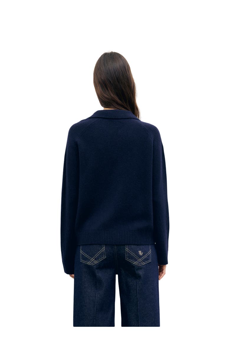 Reni Pocket Chain Detail Merino Pullover, Alternate, color, Navy Blue