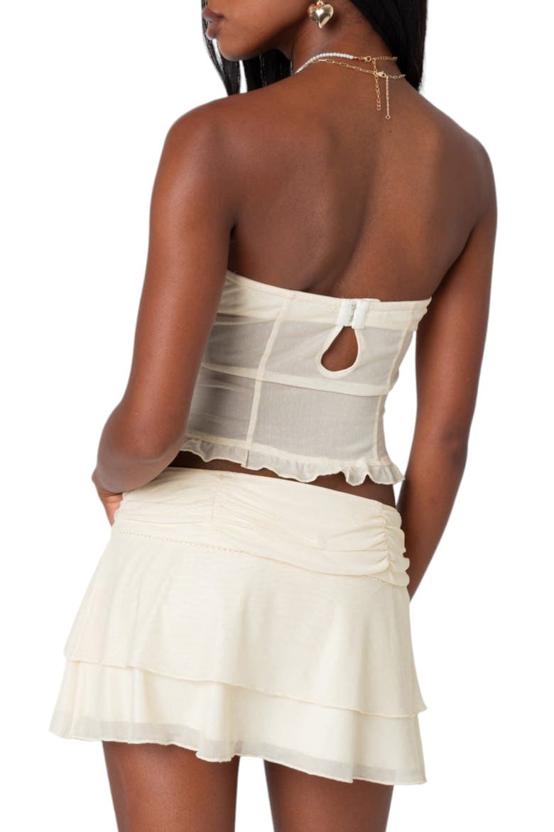 Jojo Strapless Mesh Corset Top, Alternate, color, CREAM