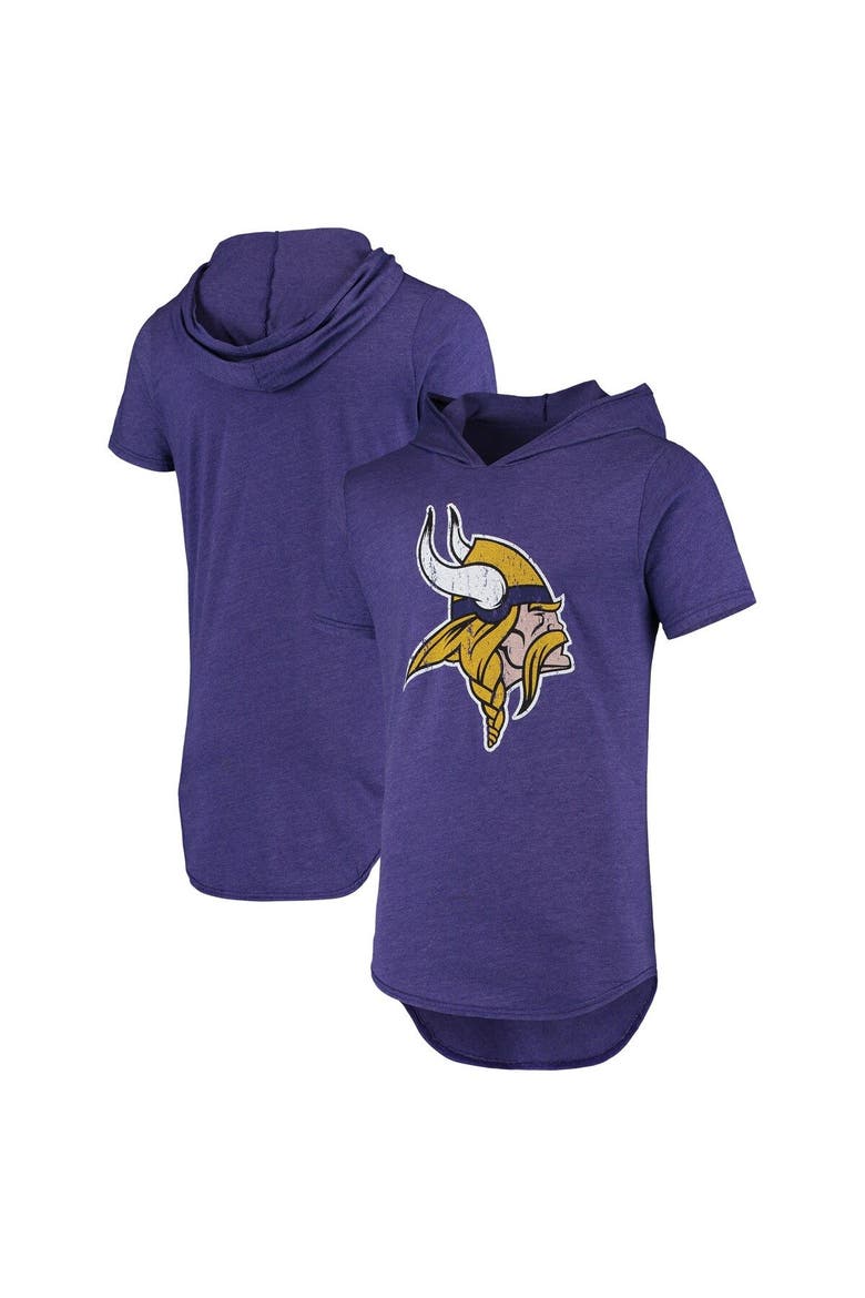 Men's Majestic Threads Purple Minnesota Vikings Primary Logo Tri-Blend Hoodie T-Shirt, Main, color, Purple