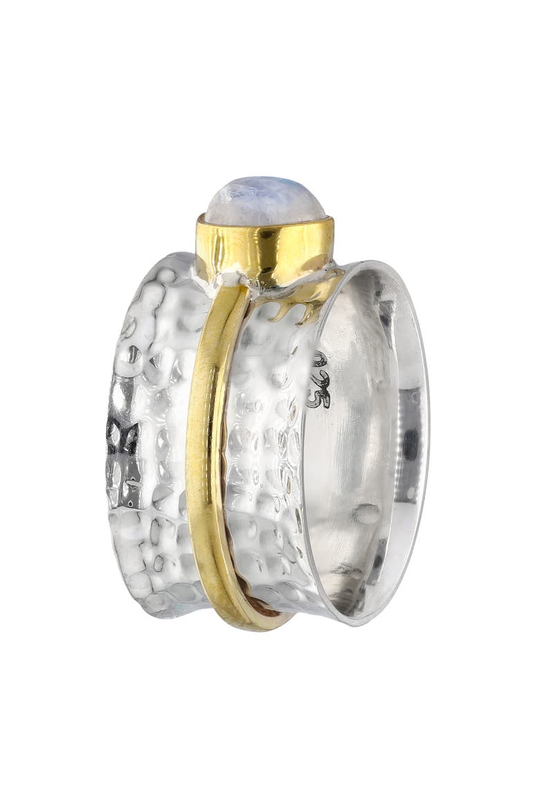 Two-Tone Moonstone Hammered Ring, Alternate, color, WHITE
