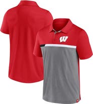 FANATICS Men's Fanatics Red/Heathered Gray Wisconsin Badgers Split Block Color Block Polo