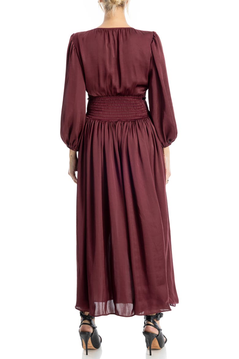 Keyhole Balloon Sleeve Maxi Dress, Alternate, color, WINE