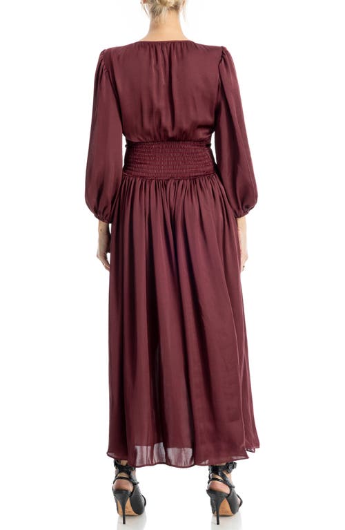 Max Studio Keyhole Balloon Sleeve Maxi Dress In Burgundy