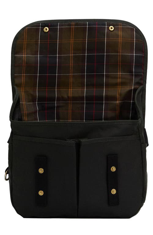 Barbour Field Riever Wax Cotton Crossbody Bag In Green
