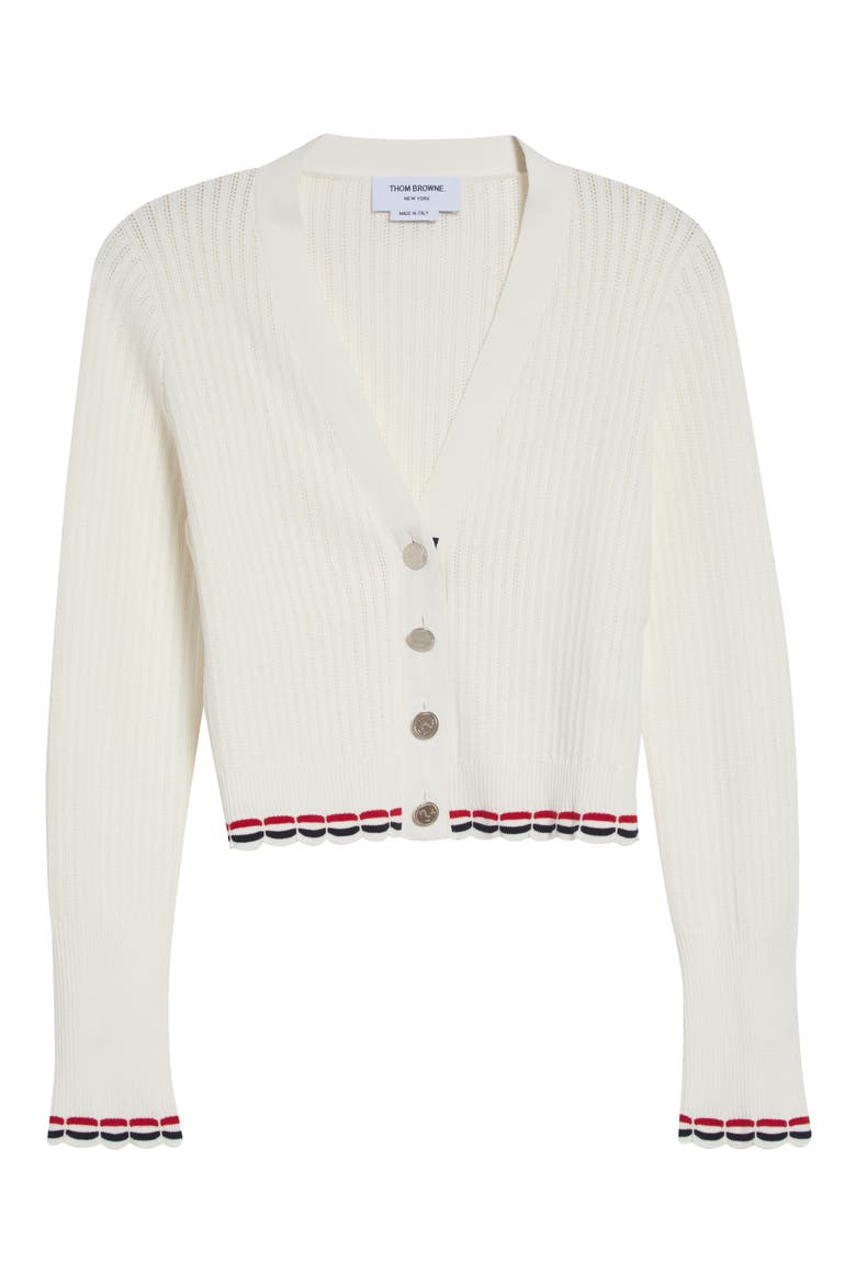 Pointelle Rib Stitch Cardigan, Alternate, color, WHITE