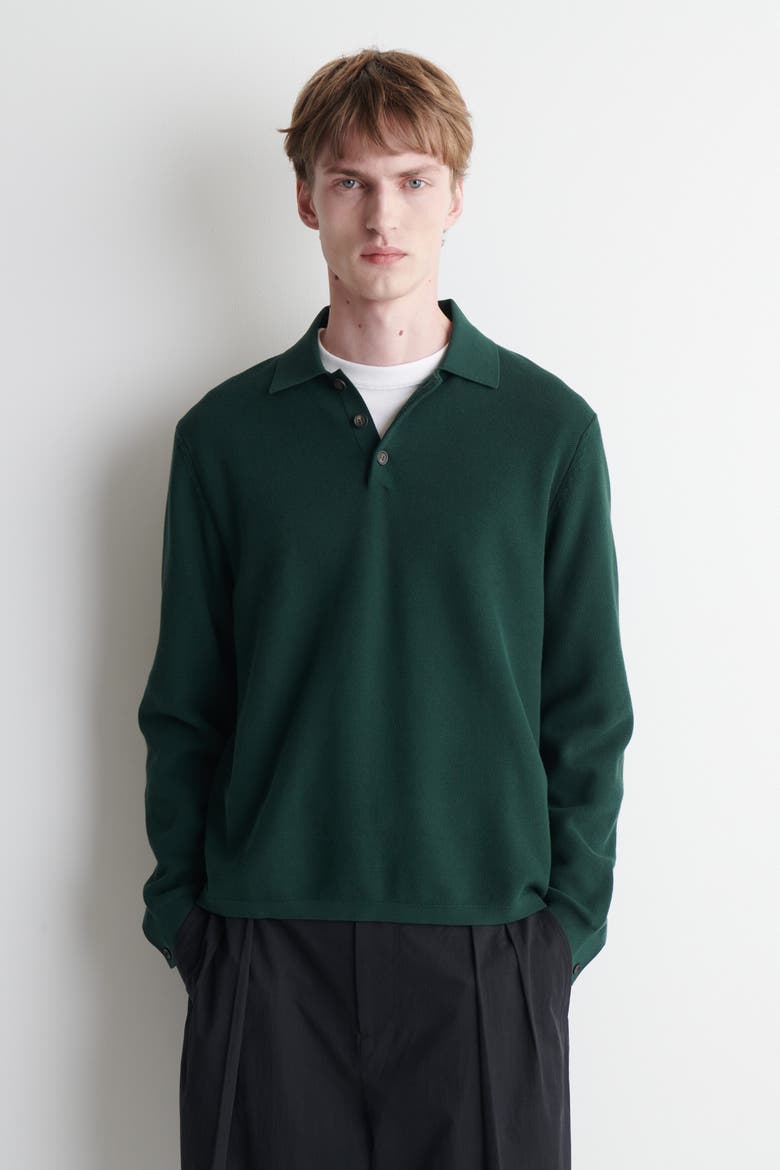 Honeycomb-knit Polo Shirt, Main, color, DARK GREEN