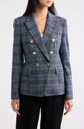 Tahari ASL Plaid Double Breasted Jacket