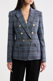 Tahari ASL Plaid Double Breasted Jacket