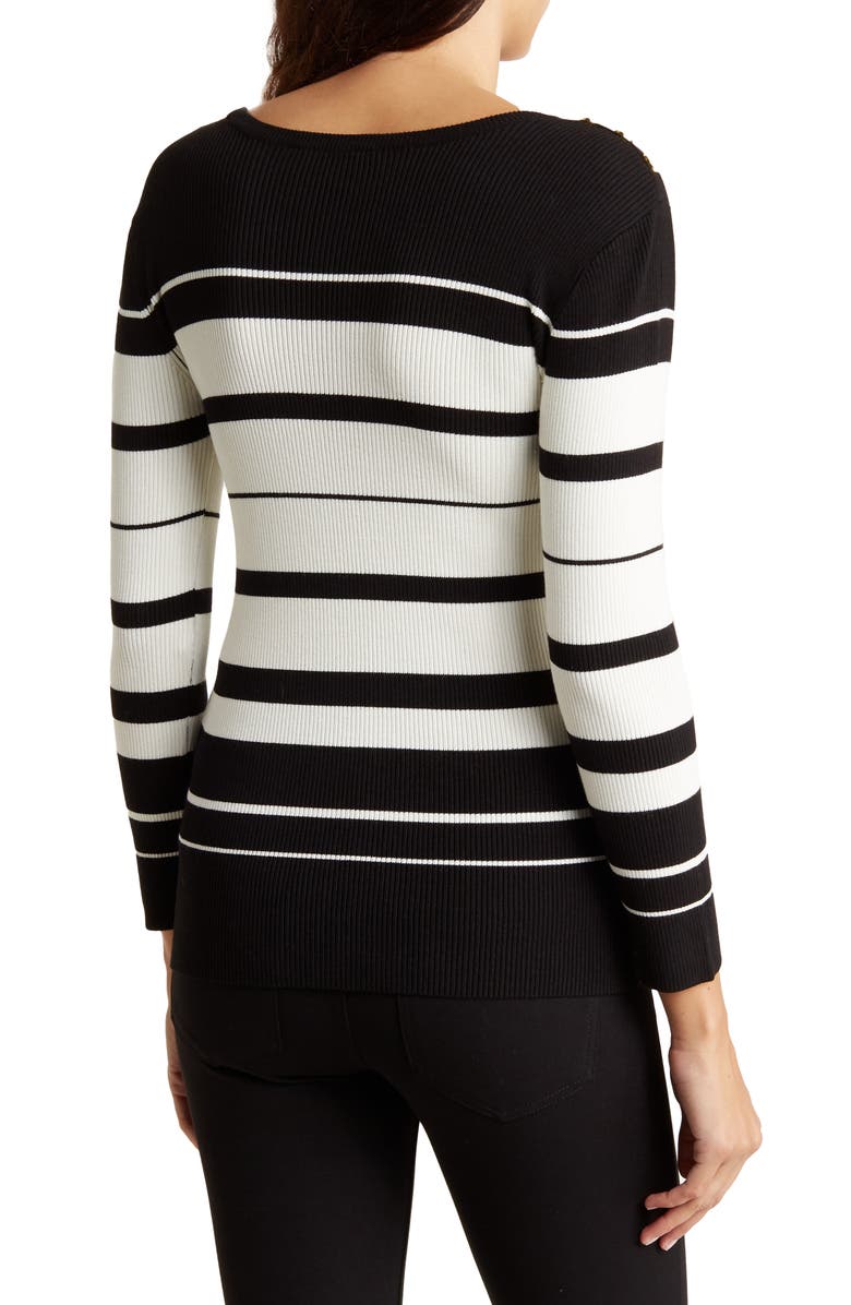 Ellen Tracy Button Trim Sweater, Alternate, color, 