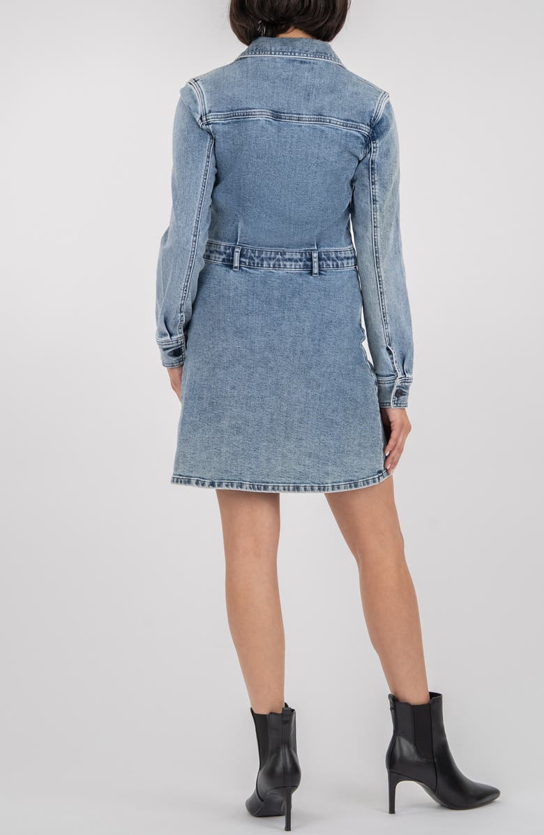 KUT from the Kloth Arlington Long Sleeve A-Line Denim Dress, Alternate, color, Medium Wash