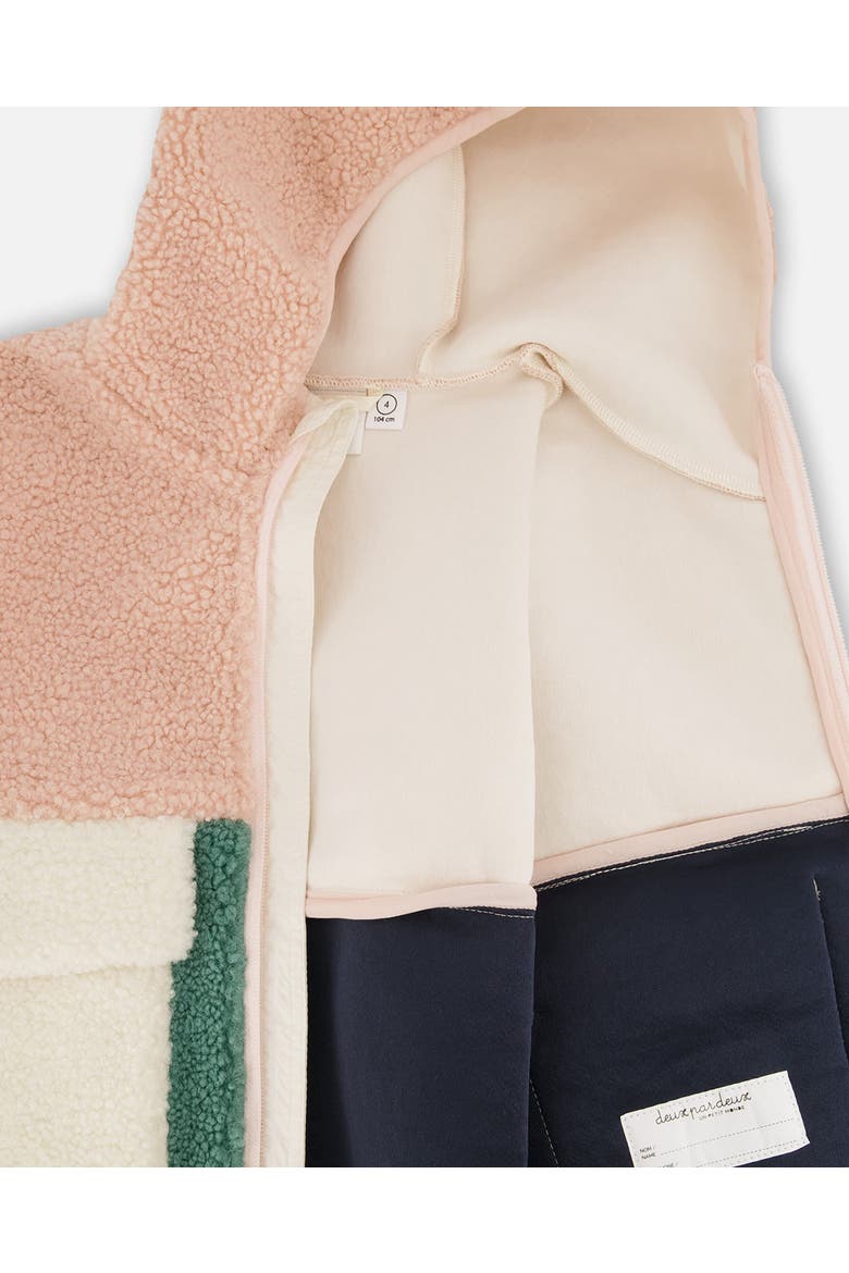 Girl Long Sleeve Fleece Jacket, Alternate, color, Light Pink Colorblock