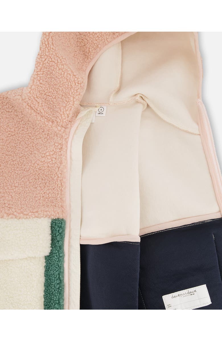 Deux par Deux Girl Long Sleeve Fleece Jacket, Alternate, color, Light Pink Colorblock