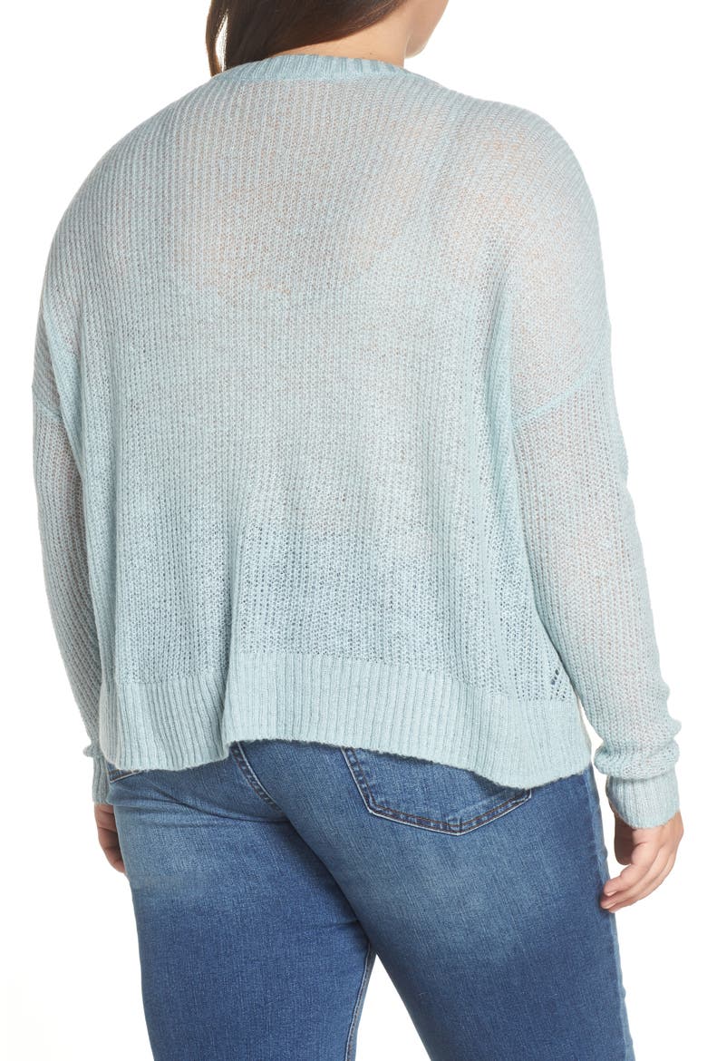 Pointelle Stitch Sweater, Alternate, color, BLUE CLOUD