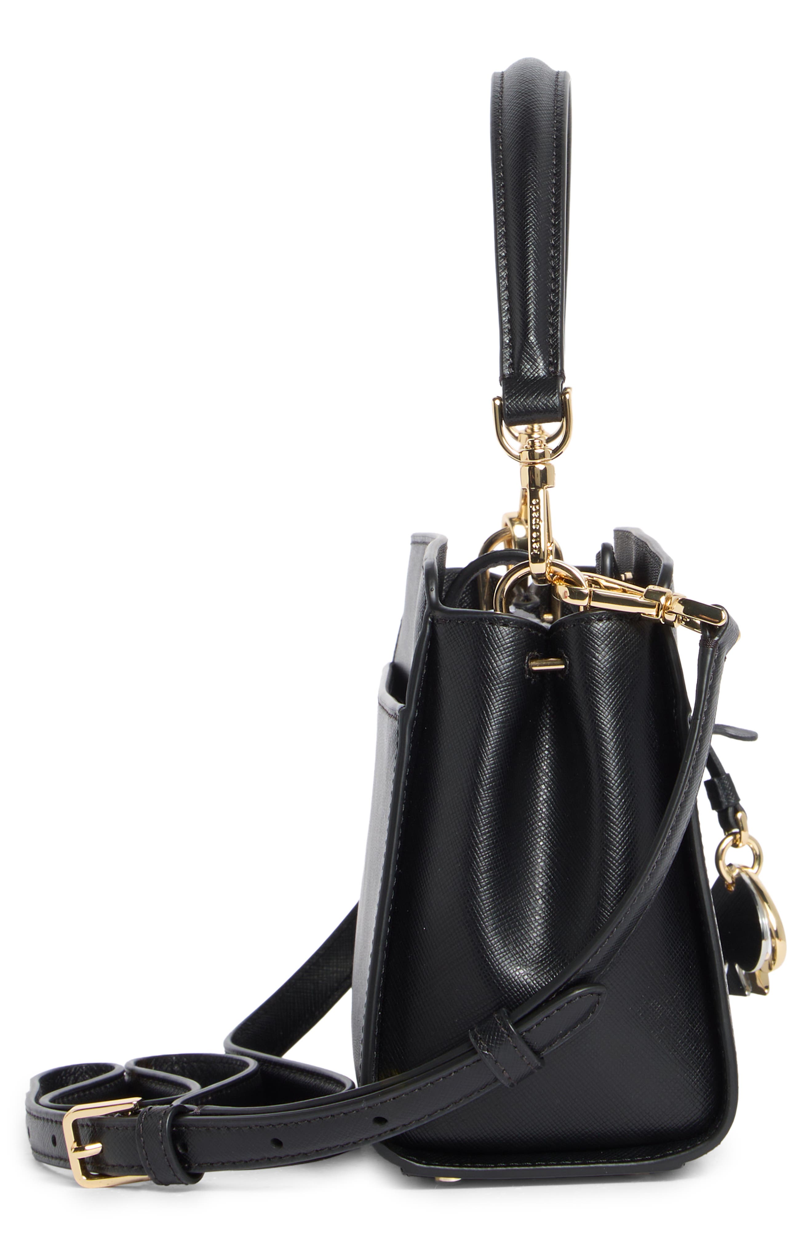 Kate Spade New York madison saffiano leather small satchel, Alternate, color, Black