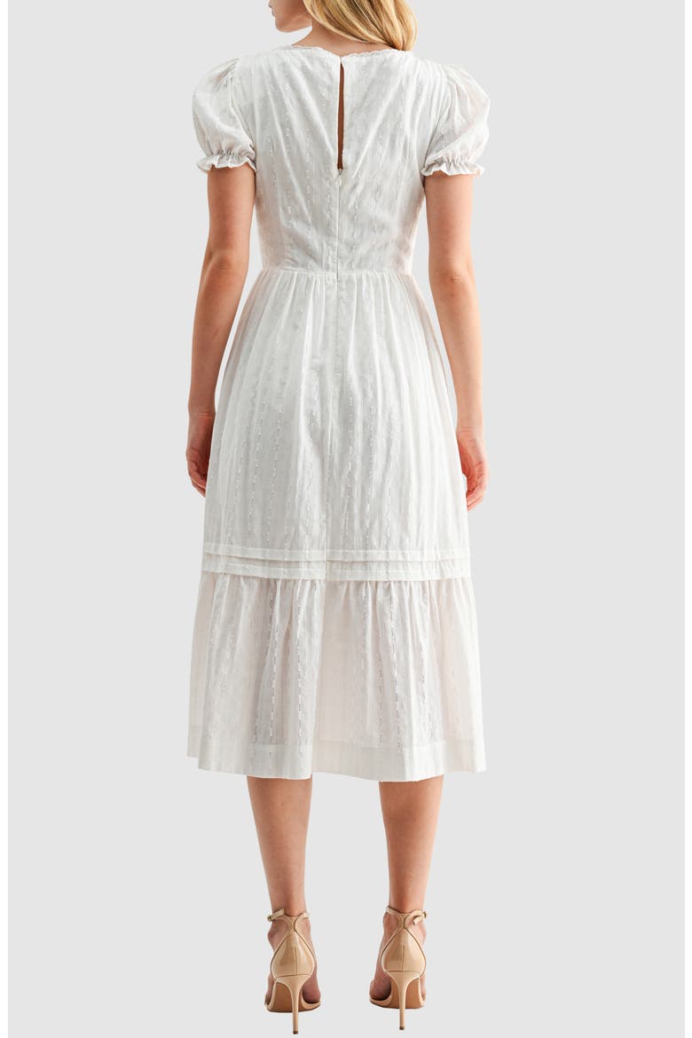 Pintuck Cotton Dobby Midi Dress, Alternate, color, WHITE