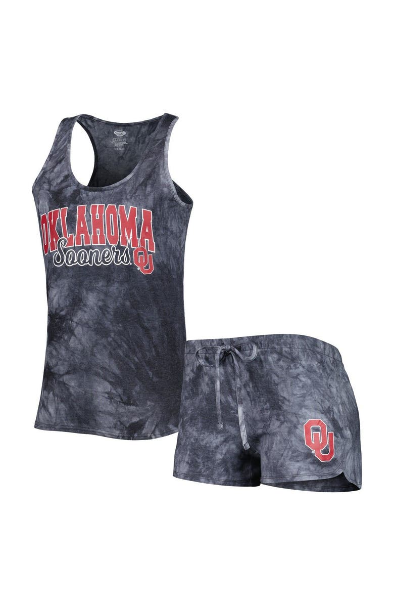 CONCEPTS SPORT Women's Concepts Sport Charcoal Oklahoma Sooners Billboard Tie-Dye Tank and Shorts Sleep Set, Main, color, 