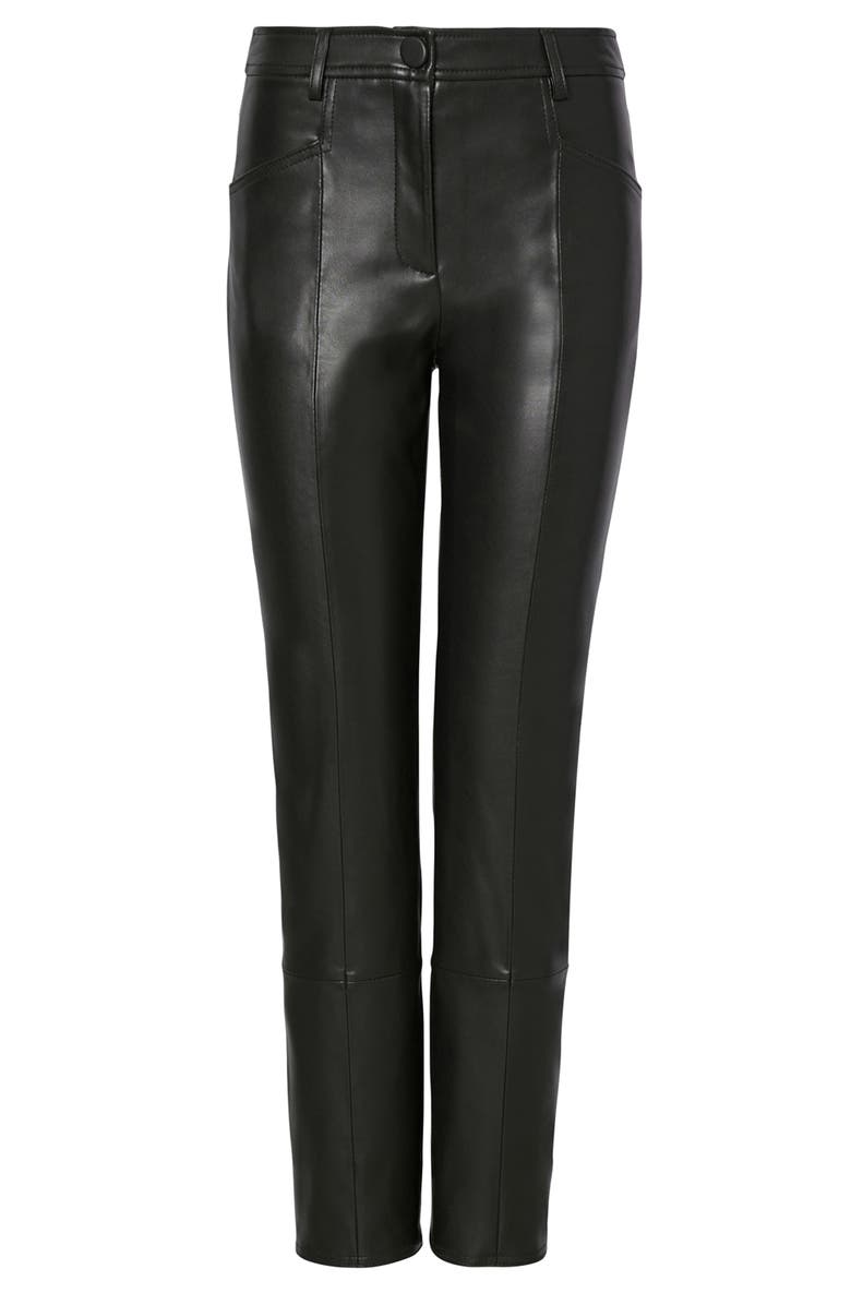 Milly Rue Faux Leather Pants, Alternate, color, Black