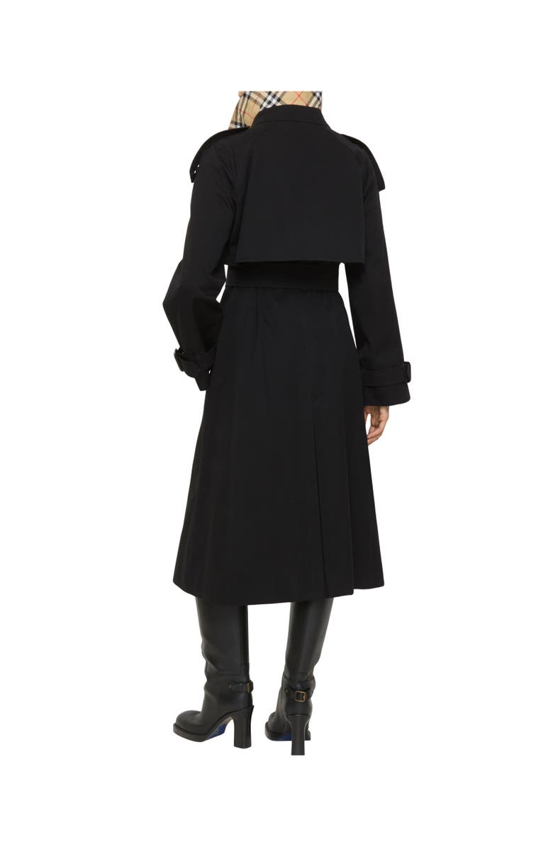 Burberry Long Gabardine Fitzrovia Trench Coat, Alternate, color, Black