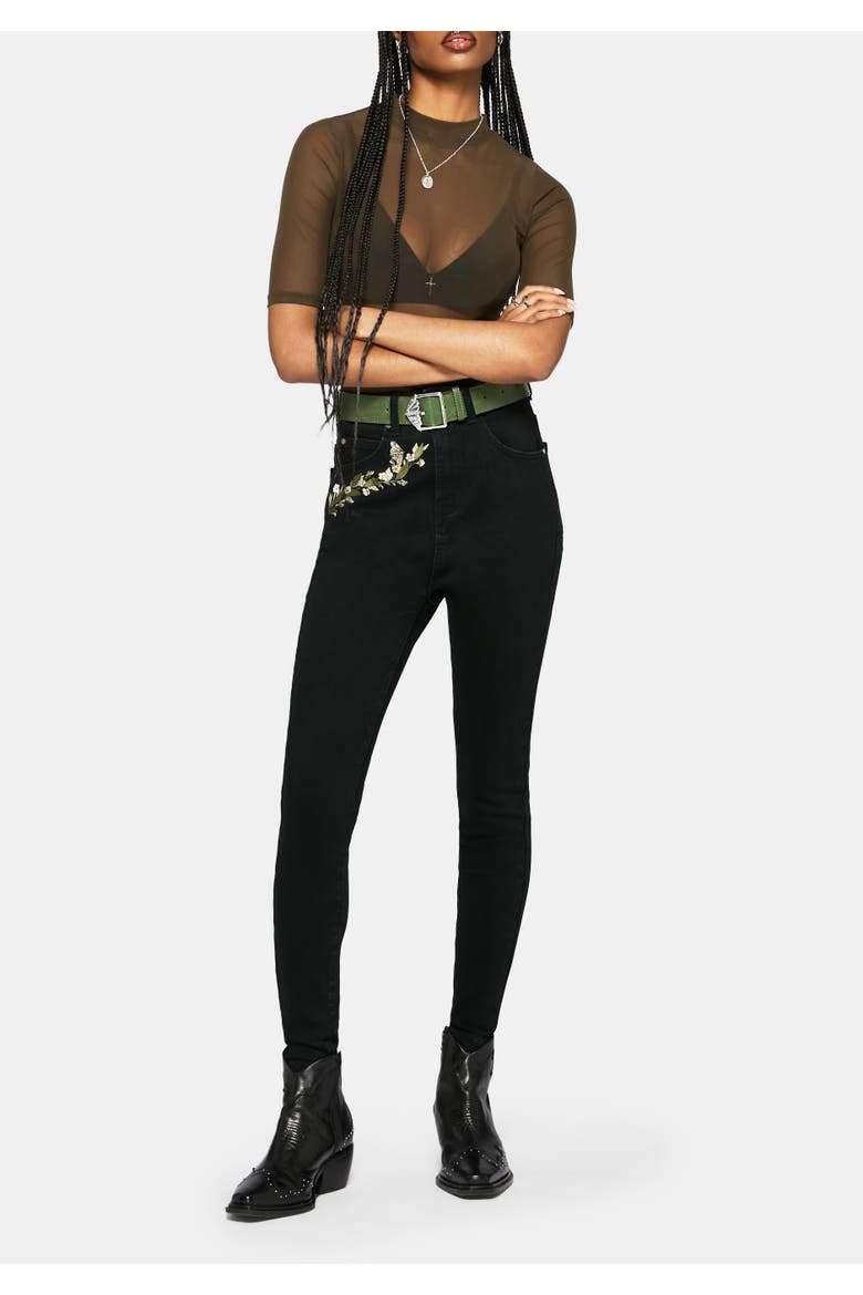 Abundance Embroidered Denim Skinny Jean, Alternate, color, Black
