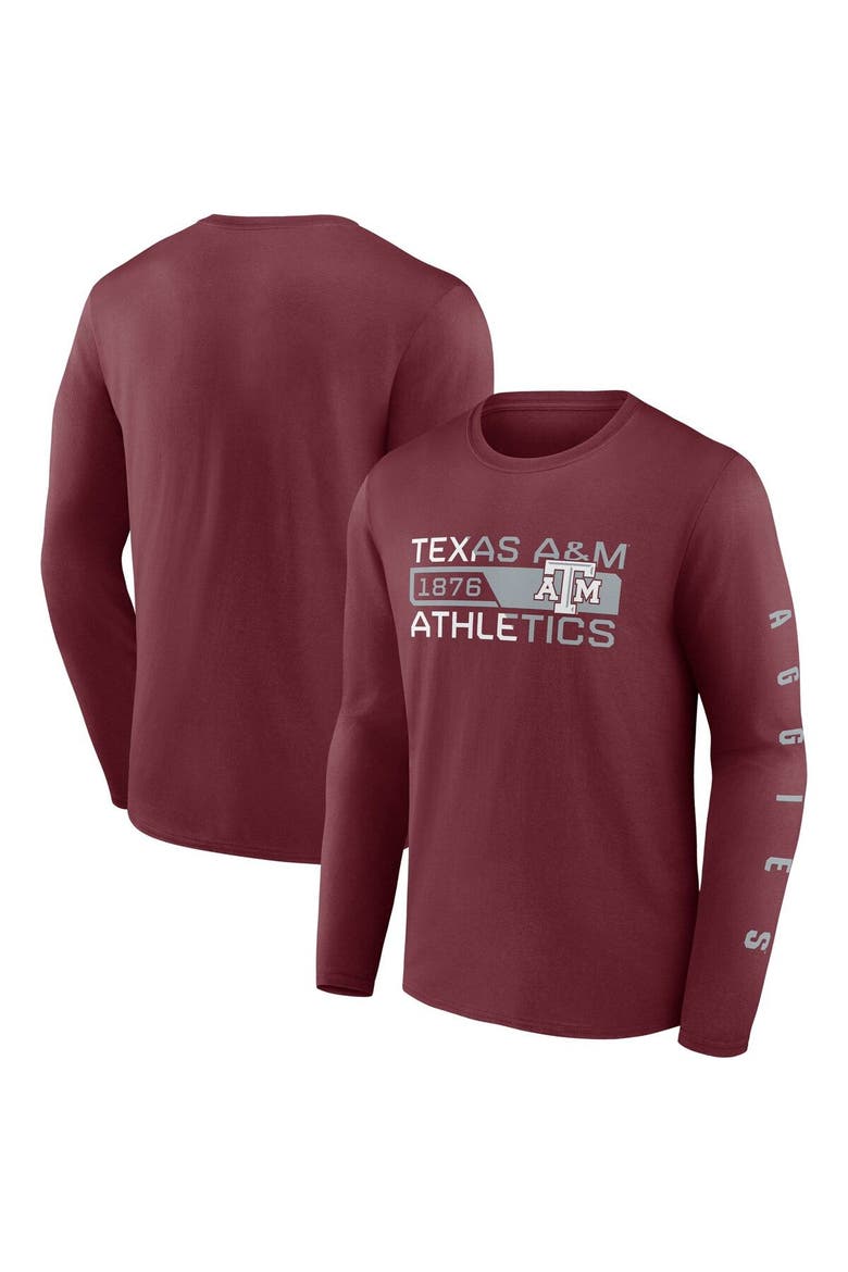 Men's Fanatics Branded Maroon Texas A&M Aggies Broad Jump 2-Hit Long Sleeve T-Shirt, Main, color, Maroon