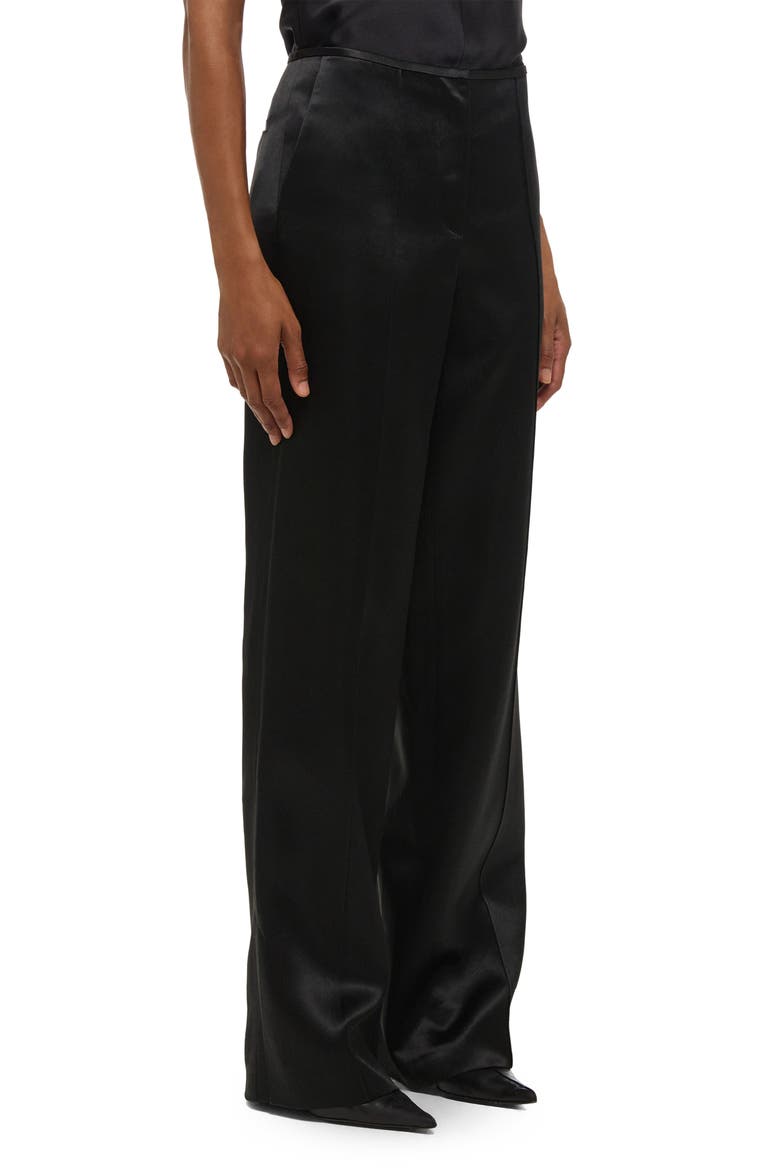 Wide Leg Satin Pants, Alternate, color, BLACK