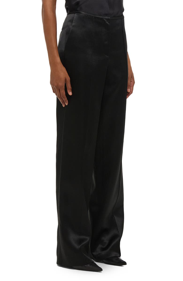 Helmut Lang Wide Leg Satin Pants, Alternate, color, Black