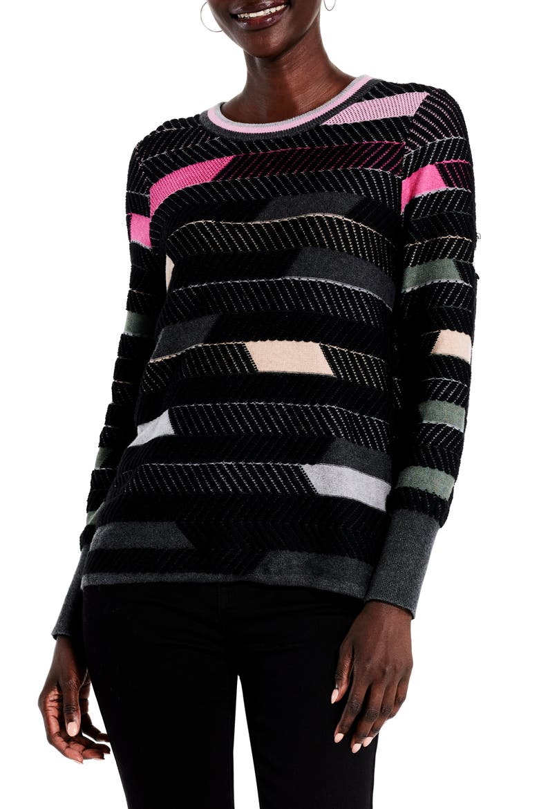 Shaded Stripes Sweater, Main, color, BLACK/ PINK MULTI