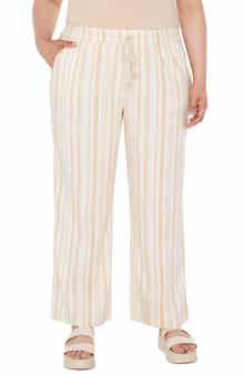 Liverpool Los Angeles Linen Blend Drawstring Wide Leg Pants