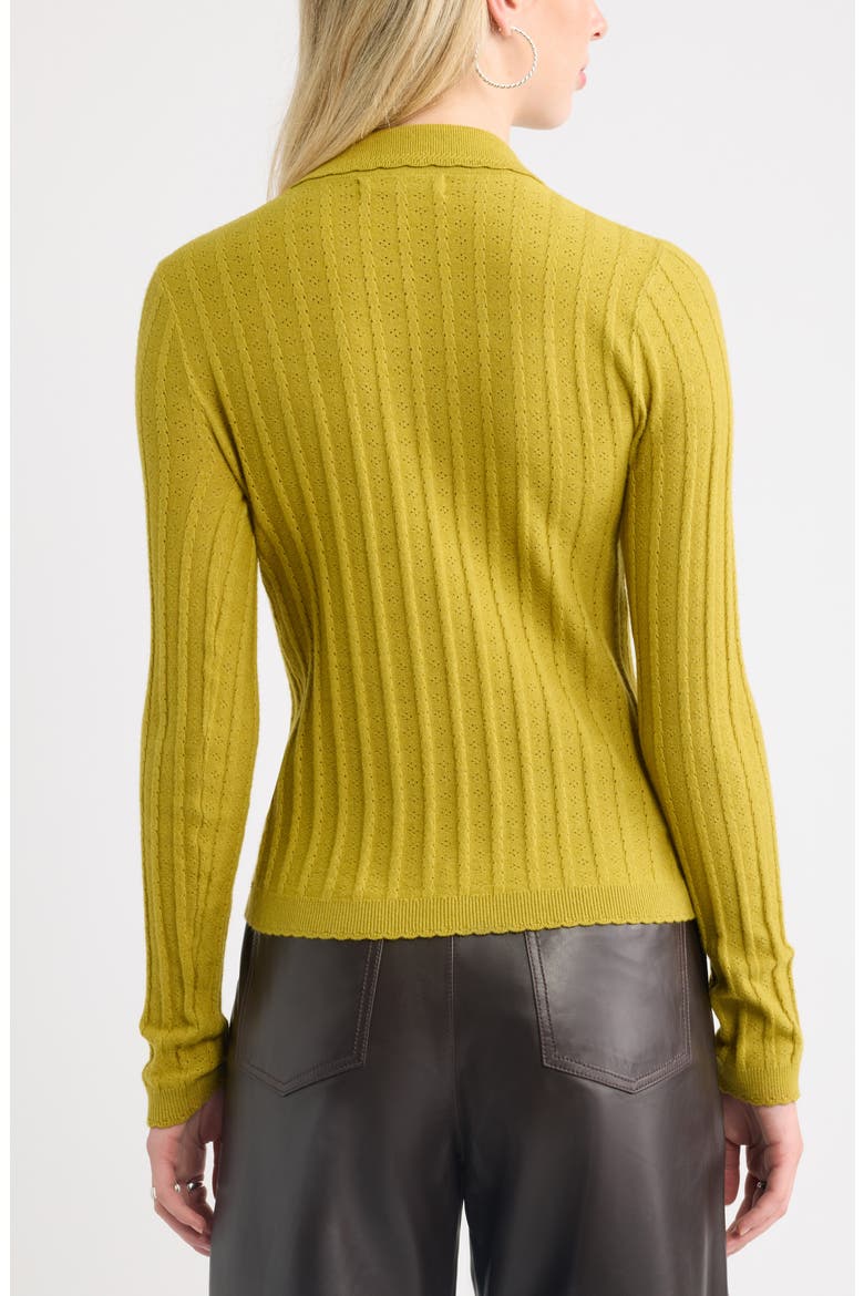 Ribbed Pointelle Cardigan, Alternate, color, OLIVE PEA