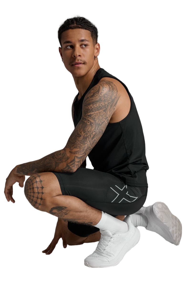 2XU Aero Mesh Compression Shorts, Alternate, color, Black/Silver Reflective