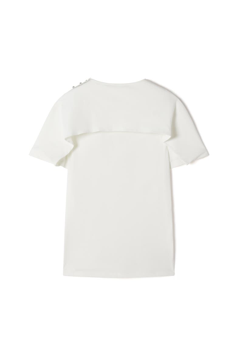 Cape-Effect T-Shirt In Cotton And Silk, Alternate, color, White