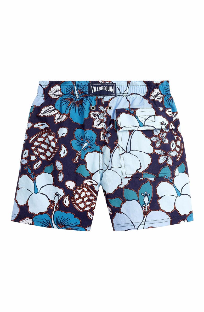 Vilebrequin Kids' Tropical Turtles Stretch Swim Trunks, Alternate, color, Minuit
